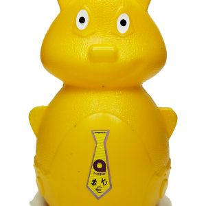 Sarı Kedi Figürlü Açılmaz Plastik Kumbara 20x13 cm