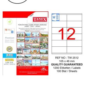 Tanex Tw-2512 Lazer Etiket 105x46 Mm 100 Adet