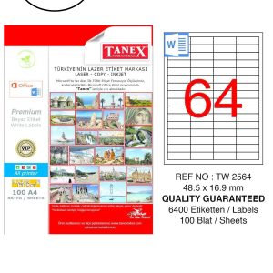 Tanex Tw-2564 Lazer Etiket 48X16 Mm 100 Adet
