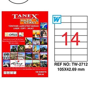 Tanex Tw-2712 Lazer Etiket 105X42 Mm 100 Lü