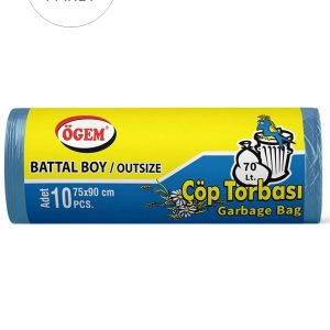 Battal Boy Çöp Torbası 75 x 90 cm 10 Lu Rulo x 10 Paket = 100 Adet (Mavi)