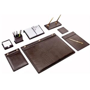 Brons Sümen Takımı Masa 9 Parça Düğmeli Kahverengi Br-0911