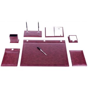 Gülpaş Sümen Takımı 9 Parça Lüks Düğmeli Suni Deri Kalemli Bordo