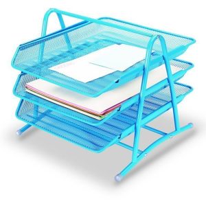 Gıpta Metal Masa Seti 3 Kat Hareketli Evrak Rafı Mavi