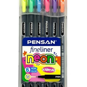 Pensan Fineliner Kalem 6Lı Neon Plastik Kutu