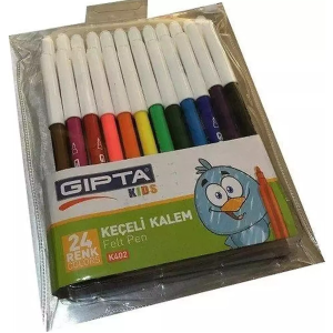 Keçeli Boya Kalemi Pvc Çantalı 24 Renk