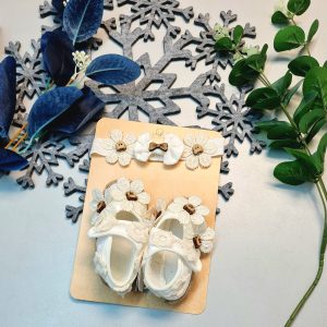 Kız Bebek Hediyelik Patik ve Saç Bandı Yenidoğan Royaleks