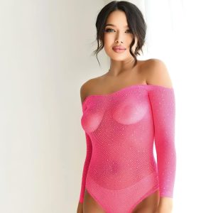 Night Light Kadın Pembe Taşlı Fantazi Body Vücut Çorabı 5540-3