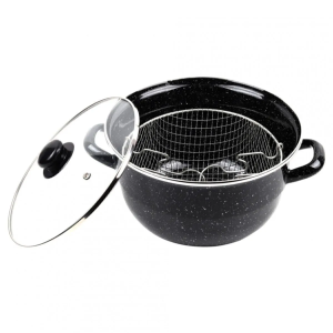 Emaye Kızartma Tenceresi Siyah Kırçıllı 24 Cm Royaleks-69115