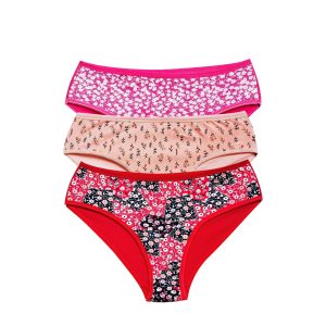 Pamuklu Geniş Kenarlı Likralı Desenli Bato Kadın Külot 3'lü Paket Set3