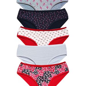 Pamuklu Geniş Kenarlı Likralı Desenli Bato Kadın Külot 5'li Paket Set 1