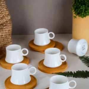 Bambulu Seramik 6 Lı Kahve Fincanı Takımı Royaleks-POR101089