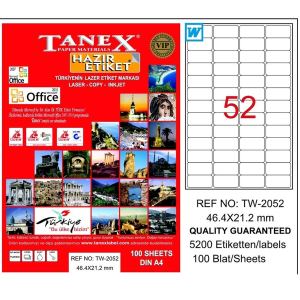 Tanex Tw-2052 46,4x21,2 Mm Lazer Etiket 100'lü