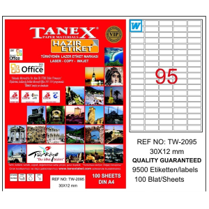 Tanex Tw-2095 30x12 Lazer Etiket 100'lü