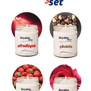 4 Adet Doğal Özel Seri Kokulu Dekoratif Kavanoz Mum 4X210 cc - Ateşli Set - RYL