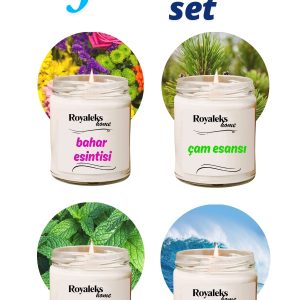 4 Adet Doğal Özel Seri Kokulu Dekoratif Kavanoz Mum 4X210 cc - Fresh Set - RYL