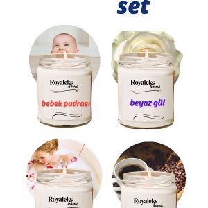 4 Adet Doğal Özel Seri Kokulu Dekoratif Kavanoz Mum 4X210 cc - Huzur Seti - RYL