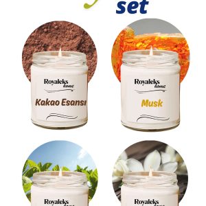 4 Adet Doğal Özel Seri Kokulu Dekoratif Kavanoz Mum 4X210 cc - Royal Set - RYL