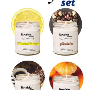 4 Adet Doğal Özel Seri Kokulu Dekoratif Kavanoz Mum 4X210 cc - Sıcak Set - RYL