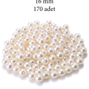 500 gram 16mm Krem Renk Plastik İnci Boncuk Çanta ve Takı Yapım Boncuğu (~170 adet)