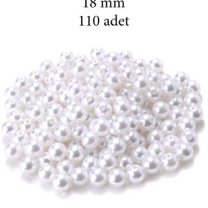 500 gram 18mm Beyaz Renk Plastik İnci Boncuk Çanta ve Takı Yapım Boncuğu (~110 adet)