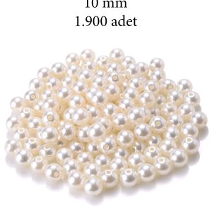 1.000 gram (1 kg.) 10mm Krem Renk Plastik İnci Boncuk Çanta ve Takı Yapım Boncuğu (~1.900 adet)
