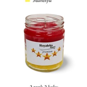 Premium Seri 2 Renk 2 Koku Sarı Kırmızı Beş Yıldız Kavanoz Mum 210 cc - RYL