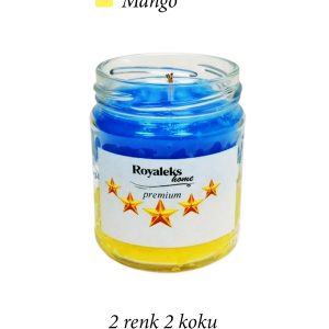 Premium Seri 2 Renk 2 Koku Sarı Lacivert Beş Yıldız Kavanoz Mum 210 cc - RYL