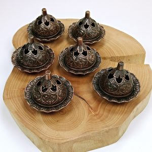 6 Lı Mini Eskitme Osmanlı Temalı Koyu Renk Lokumluk Sunum