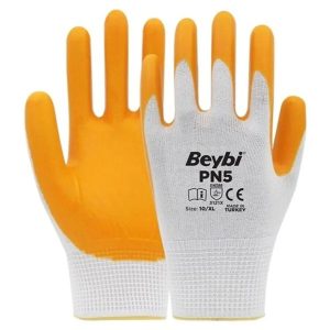 Pn5 Sarı Iş Eldiveni Polyester Örme Nitril Beybi Royaleks Group - 6 Çift