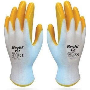 Pn7 Sarı Iş Eldiveni Polyester Örme Nitril Beybi No:10 Royaleks Group - 1 Çift