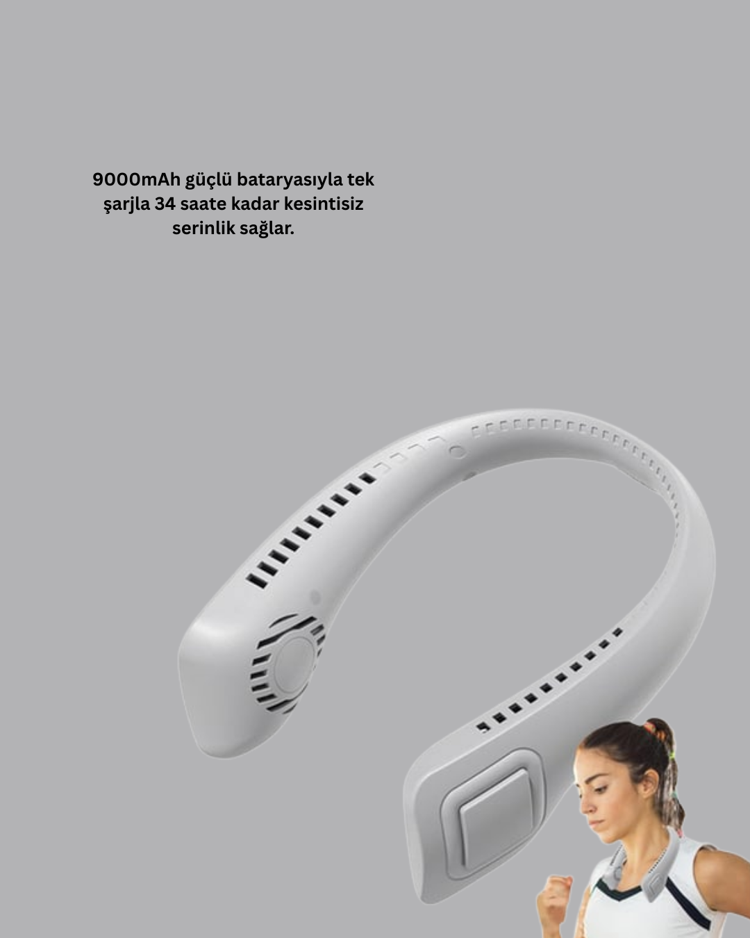 9000mAh Şarjlı Boyun Tipi Taşınabilir Vantilatör - Görsel 2