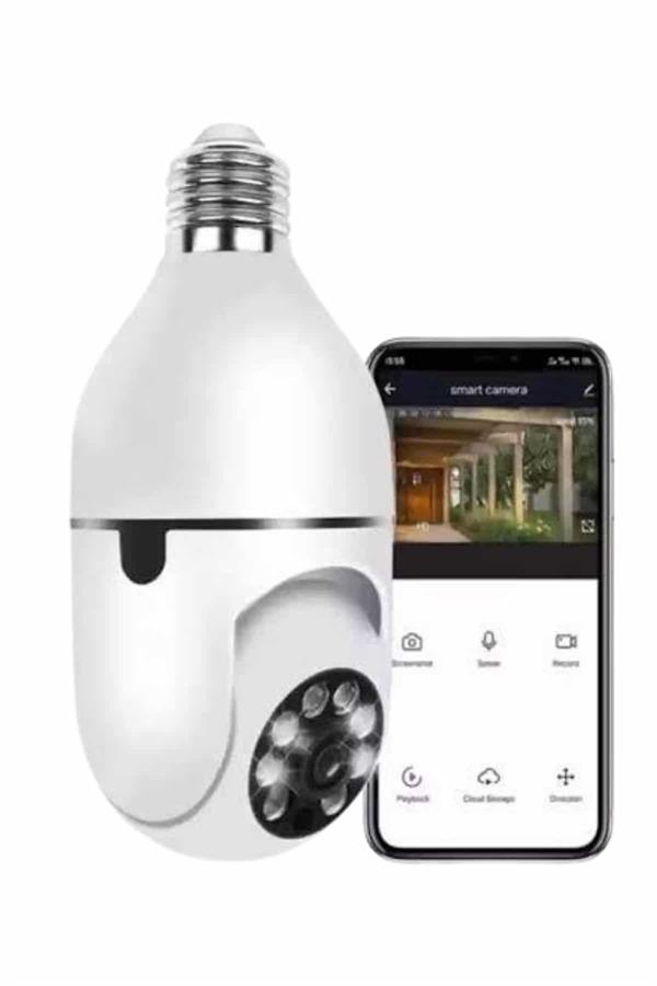 Wifi Güvenlik Kamerası Çift kameralı Ampule Takılabilir Sensörlü - Görsel 3