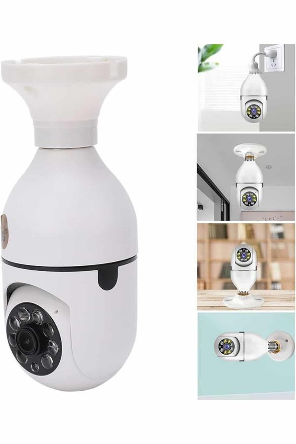 Wifi Güvenlik Kamerası Çift kameralı Ampule Takılabilir Sensörlü - Görsel 4