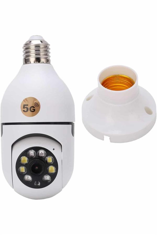 Wifi Güvenlik Kamerası Çift kameralı Ampule Takılabilir Sensörlü - Görsel 5