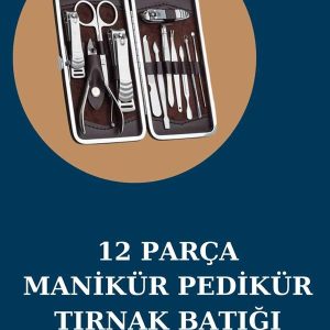 12 Parça Manikür Pedikür Seti Özel Deri Çanta El Ayak Bakımı Akne ve Sivilce Temizleme