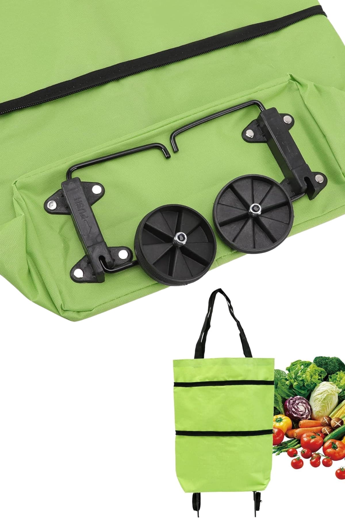 Pazar Çantası Tekerlekli Katlanır Pazar Arabası Çanta Market Alışveriş Arabası - Görsel 4
