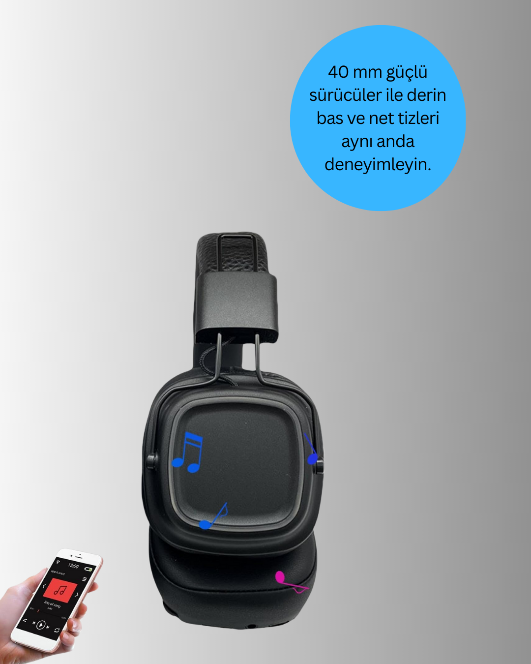 Uzun Süreli Rahat Kullanım İçin Kablosuz Bluetooth Kulaklık - Görsel 3