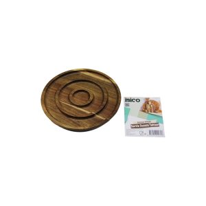 AKASYA YUVARLAK  2 BÖLMELİ=1+1  AHŞAP SERVİS SUNUM TEPSİ - TAHTASI  20 X 1.4CM (5296)