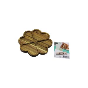 AKASYA YUVARLAK  4 KALP BÖLMELİ  AHŞAP SERVİS SUNUM TEPSİ - TAHTASI  21 X 1.4CM (5296)