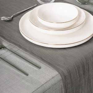 Antique Jasmine Gri Keten Masa Örtüsü