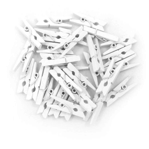 100'lü Beyaz Ahşap Mandal 2.5cm (10'lu Paket-1000 Adet)