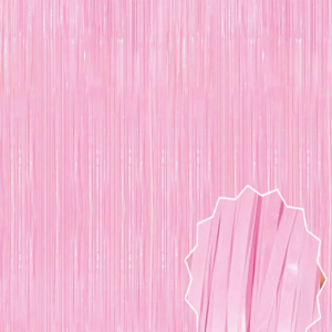 Soft Pembe Püsküllü Kapı Perdesi - Parti, Baby Shower, Cinsiyet Partisi 1x2 M