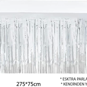 Gümüş Metalize Masa Eteği 275x75 Cm – Kendinden Yapışkanlı