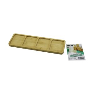 DİKDÖRTGEN  4 BÖLMELİ  AHŞAP BAMBU SERVİS SUNUM TEPSİ - TAHTASI  MİNİ TEPSİ   33 X 10 X 1.4CM (5296)