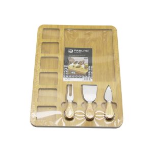 DİKDÖRTGEN  6+1 BÖLMELİ   MDF  KAHVALTI PEYNİR SUNUM PANOSU 3 BIÇAK=AHŞAP SAP 30X39.5CM (5296)
