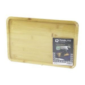 DİKDÖRTGEN AHŞAP BAMBU SUNUM TEPSİ 24X36CM (5296)