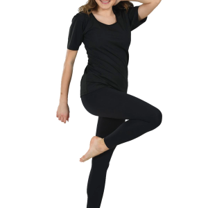 Siyah Kadın Yarım Kollu Termal Sauna Atlet Tayt Takım - 746