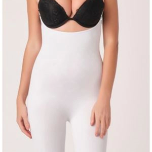Beyaz Kadın Paçalı Boy Dikişsiz Korse - 751
