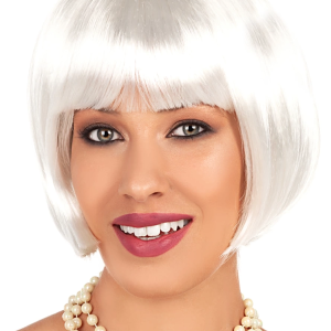 Beyaz Renk Parti Peruğu Kısa Küt Saç